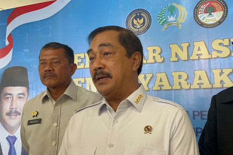 Menteri Imipas Agus Andrianto usai menghadiri Seminar Nasional Pemasyarakatan Transformasi Sistem Pemasyarakatan dalam Implementasi KUHP dan KUHAP Baru di Auditorium Politeknik Imigrasi dan Pemasyarakatan, Tangerang, Banten, Rabu (6/5/2026). Foto: Tri Vosa/kumparan
