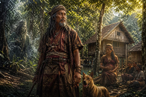 Ilustrasi cerita Datu Surung. Foto: Generated by AI