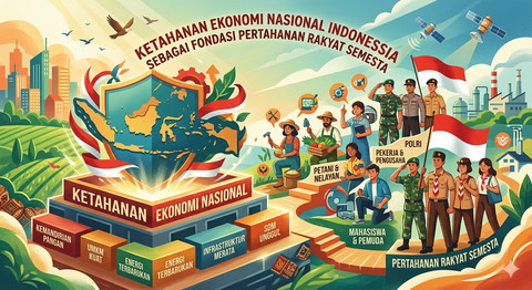 ilustrasi: Ketahanan ekonomi nasional Indonesia sebagai fondasi pertahanan rakyat semesta (Sumber : Gemini ai)