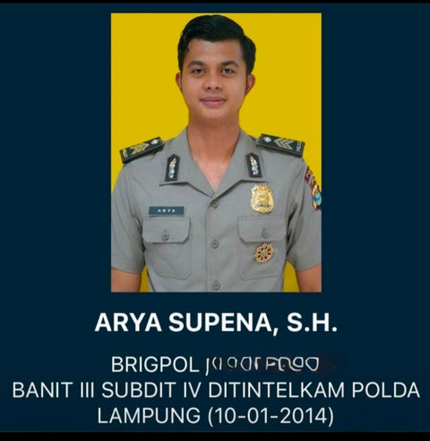Brigpol Arya Supena, anggota Ditintelkam Polda Lampung, yang tewas ditembak pelaku pencurian sepeda motor di Jalan ZA Pagar Alam, Bandar Lampung. Foto: Dok. Istimewa