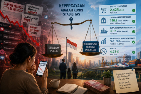 Ilustrasi kepanikan publik vs data fundamental. Foto: Generated by AI
