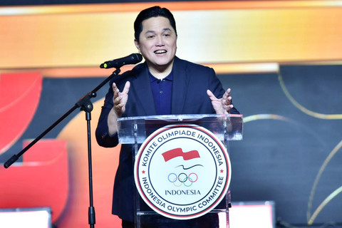 Menpora, Erick Thohir saat hadiri Rapat Anggota Komite Olimpiade Indonesia (2026) di Hotel Fairmont, Jakarta, Sabtu (9/5/2026). Foto: Dok. Kemenpora