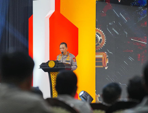 Kapolri Jenderal Listyo Sigit Prabowo di Rakernis Slog Polri, Jakarta Timur, Selasa (12/6). Foto: Dok. Polri