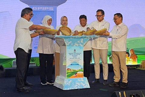 Gerakan Pengendalian Inflasi dan Pangan Sejahtera (GPIPS) wilayah Jawa yang diluncurkan di Gudang Bulog Sidoarjo, Rabu (13/5/2026). Foto: Moh Fajri/kumparan