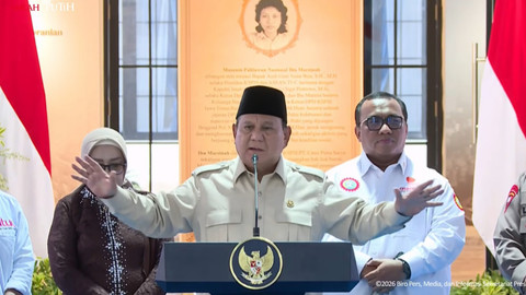 Prabowo berpidato saat peresmian Museum dan Rumah Singgah Marsinah di Desa Nglundo, Nganjuk, Jawa Timur, Sabtu (16/5). Foto: YouTube/ Sekretariat Presiden