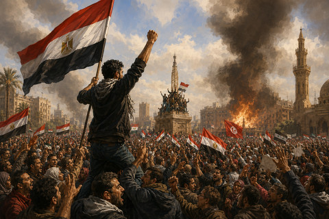 Ilustrasi: gejolak timur tengah / arab spring foto:chatGPT