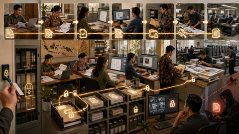 Manajemen alur penerbitan yang tertib dapat menutup celah buku bajakan sejak naskah masih menjadi aset informasi. Foto: Generated by AI