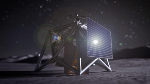 Ilustrasi sebuah drone dalam program MoonFall milik Nasa yang akan mensurvei Kutub Selatan Bulan.
