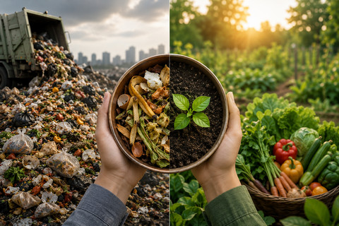 Ilustrasi Food Waste dan Sumber Pangan. Foto: Generated by AI