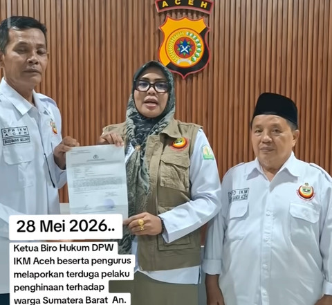 IKM Aceh laporkan Abu Janda ke Polda Aceh. Foto: TikTok/ DPW IKW PROV ACEH