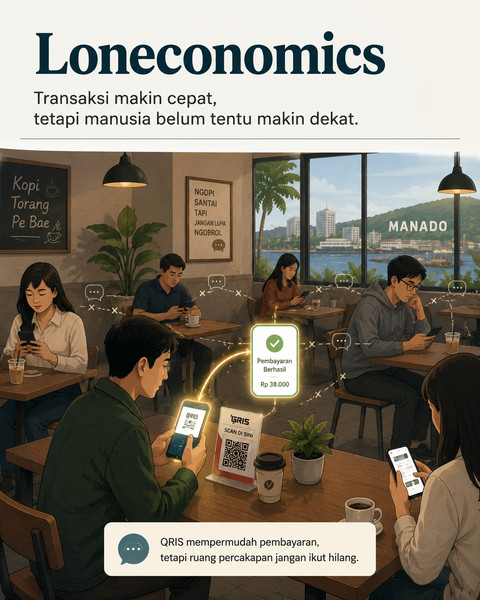 Ilustrasi Fenomena Loneconomics (Foto Generated by AI)