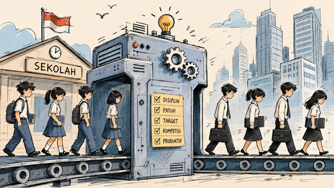 Ilustrasi Sekolah yang mencetak pekerja  Foto: Generate By AI