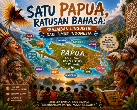 Satu Papua, ratusan bahasa. Foto: Generated by AI