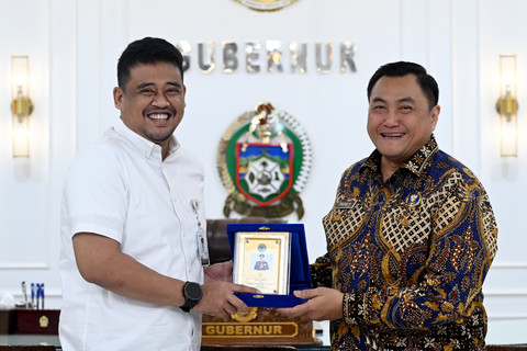 Gubernur Sumatera Utara, Bobby Nasution saat menerima audiensi Kepala BNNP Sumut Brigjen Pol Tatar Nugroho beserta jajaran di Kantor Gubernur Sumut, Selasa (2/6/2026). Foto: Dok. Diskominfo Sumut