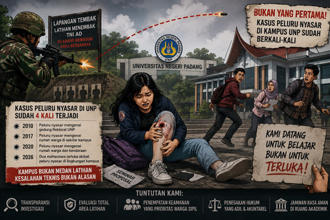 Ilustrasi kampus dalam bidikan bidikan peluru. Foto: Generate by AI
