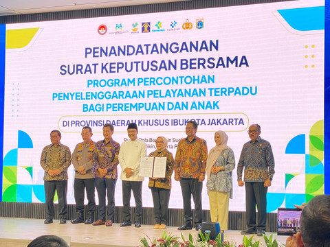 Agenda Penandatanganan Surat Keputusan Bersama Program Percontohan Penyelenggaraan Pelayanan Terpadu Bagi Perempuan dan Anak, Balai Kota DKI Jakarta, Kamis (4/6/2026). Foto: Aditya Nugraha/kumparan