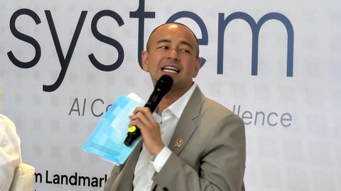 Utusan  Khusus Presiden Bidang Pembinaan Generasi Muda & Pekerja Seni, Raffi Ahmad, saat peluncuran Telkom AIcosystem di Jakarta, Kamis (4/6). Foto: Thomas Bosco/kumparan