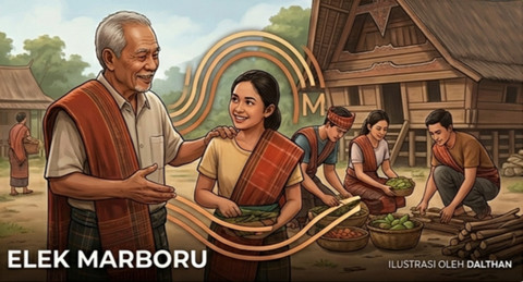 Elek Marboru memberi tahu kita betapa pentingnya membangun hubungan keluarga yang harmonis melalui kasih sayang, kepedulian, dan sikap saling menghormati. (Ilustrasi dibuat oleh AI)