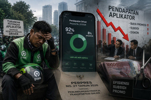 Ilustrasi menguji mitos ambruknya bisnis aplikator setelah Perpres Ojol. Foto: Generated by AI