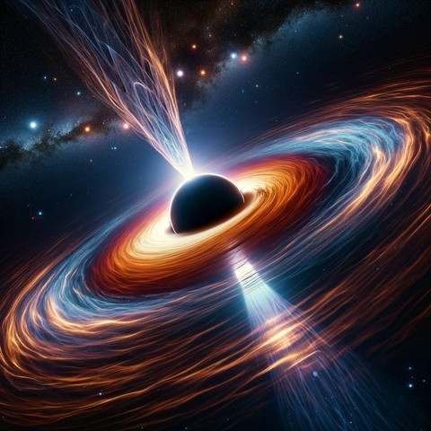 Illustrasi Artistik Piringan Akresi Pada Black Hole (Gambar dibuat oleh Nano Banana AI) 