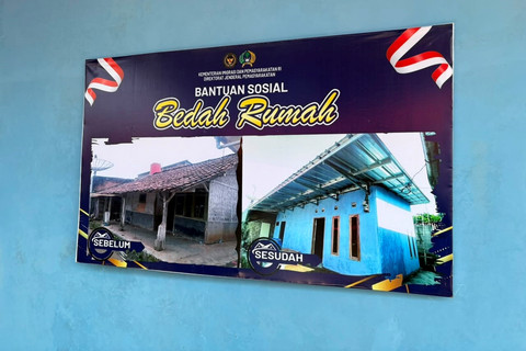 Rumah yang telah diperbaiki program Bantuan Sosial Bedah Rumah oleh Kementerian Imigrasi dan Pemasyarakatan di Desa Warungkiara, Sukabumi, Jawa Barat, Rabu (10/6/2026). Foto: Nauval Pratama/kumparan