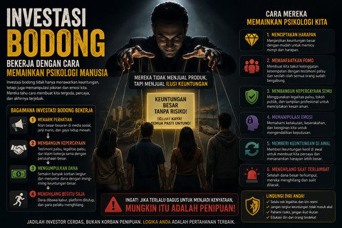 Ilustrasi Investasi Bodong memainkan Psikologi Manusia. Foto: Generate AI