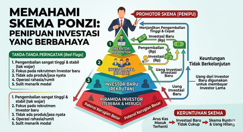 Ilustrasi Skema Ponzi. Foto: Generate by Gemini