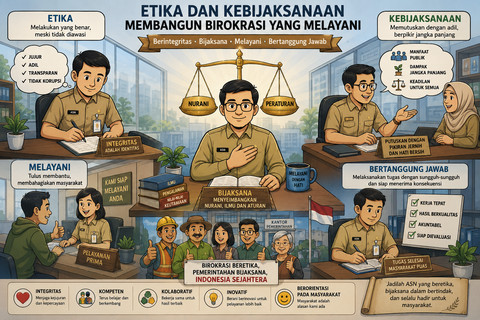 Ilustrasi pentingnya etika dan kebijaksanaan dalam birokrasi. Foto: Generated by AI