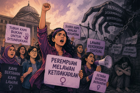 Ilustrasi perempuan melawan ketidakadilan. Foto: AI