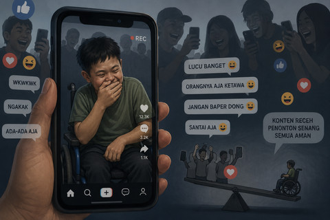Ilustrasi konten disabilitas di media sosial. Foto: Generated by AI