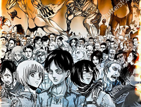 Solidaritas Sosial dalam Attack on Titan menurut Emile Durkheim, Sumber : https://www.shutterstock.com/id/image-photo/osakajapan-nov-142019-numerous-exhibits-attack-2442037205