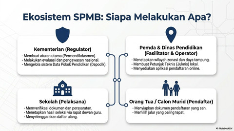 Kesuksesan penyelenggaraan SPMB menuntut kerja sama berbagai pihak. Foto: Generated by AI (disusun berdasarkan Permendikdasmen 3/2025)