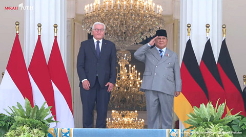 Presiden Prabowo menyambut kedatangan Presiden Republik Federal Jerman, Frank-Walter Steinmeier di Istana Merdeka, Jakarta, (15/6/2026). Foto: YouTube/ Sekretariat Presiden