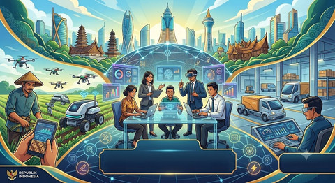 ilustrasi transformasi masa depan pekerjaan Indonesia (AiIlustrator)