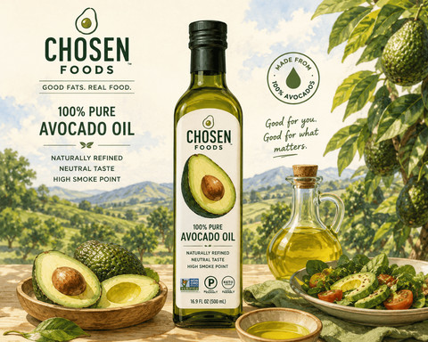 Ilustrasi minyak alpukat dari chosen foods. Sumber: Ilustrasi dibuat dengan kecerdasan buatan (AI).