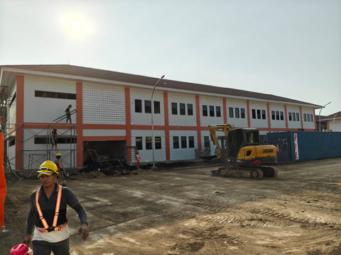 Pembangunan gedung permanen Sekolah Rakyat di Purworejo, Kota Pasuruan, Jawa Timur. Foto: Kemensos RI