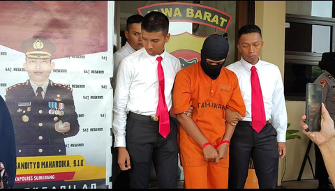 Pelaku penyiraman air keras ke dua bocah di Sumedang. Foto: Dok. Istimewa
