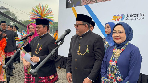 Gubernur DKI Jakarta Pramono Anung dan Wakil Gubernur DKI Jakarta Rano Karno di Silang Selatan Monas, Jakarta Pusat, Senin (22/6). Foto: Nauval Pratama/kumparan