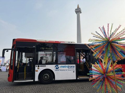 Suasana Upacara Hari Ulang Tahun (HUT) ke-499 Jakarta di Silang Selatan Monas, Jakarta Pusat, Senin (22/6). Dok Nauval Pratama