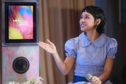 Penyanyi Andien saat konferensi pers launcing album ke sembilan berjudul Sehidup Semusik di Jakarta, Kamis, (25/6/2026). Foto: Agus Apriyanto