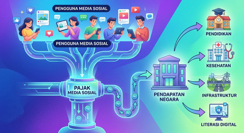 Ilustrasi Pajak Media Sosial (Sumber: Gemini)
