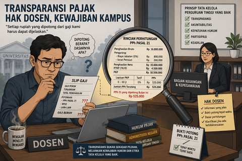 Ilustrasi transparansi pajak terhadap gaji dosen. Foto: Generate by AI