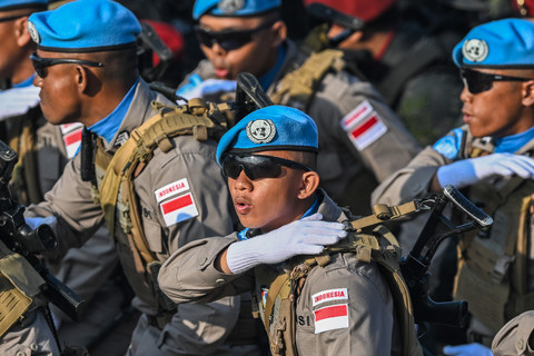 Anggota Polri mengikuti upacara peringatan HUT Ke-80 Bhayangkara di Pusat Latihan Brimob Polri, Cikeas, Bogor, Jawa Barat, Rabu (1/7/2026). Foto: Bayu Pratama S/ANTARA FOTO
