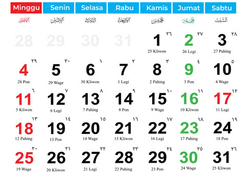Ilustrasi Kalender Masehi-Jawa-Hijriah | Sumber: Freepik