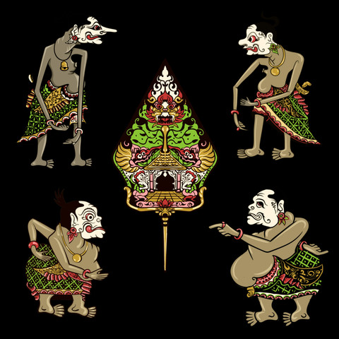 Ilustrasi Gunungan dan Wayang Punakawan | Sumber: pngfree