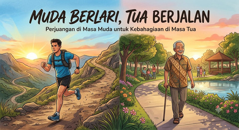 ilustrasi gambar Berlari Di Masa Muda, Berjalan Di Masa Tua, Foto: Generated by AI