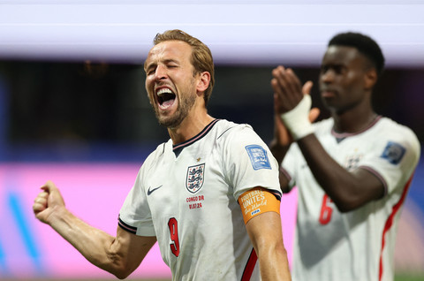 Harry Kane berselebrasi saat Inggris mengalahkan RD Kongo di babak 32 besar Piala Dunia di Stadion Atlanta, Atlanta, Georgia, AS, Rabu (2/7/2026). Foto: Paul Childs/REUTERS