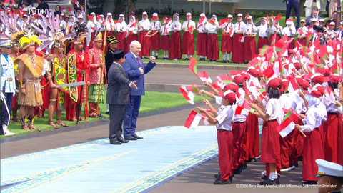 Presiden Prabowo Subianto dalam Upacara Kunjungan Kenegaraan Presiden Republik Belarus di Istana Merdeka pada Kamis (2/7/2026). Foto: YouTube/ Sekretariat Presiden
