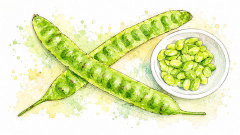 Ilustrasi petai antidiabetes Parkia speciosa biji polong manfaat kesehatan.Photo by GPT AI