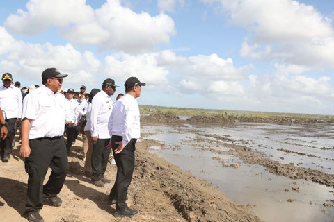 Mentan Amran Sulaiman meninjau cetak sawah dan oplah di Merauke. Foto: Kementan RI